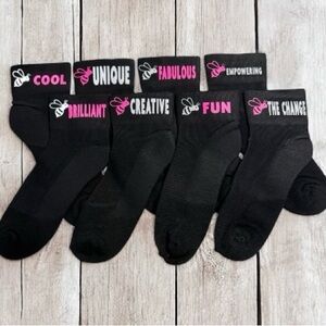 🐝 NEW MAP Black Motivational Socks Self-Love Edition